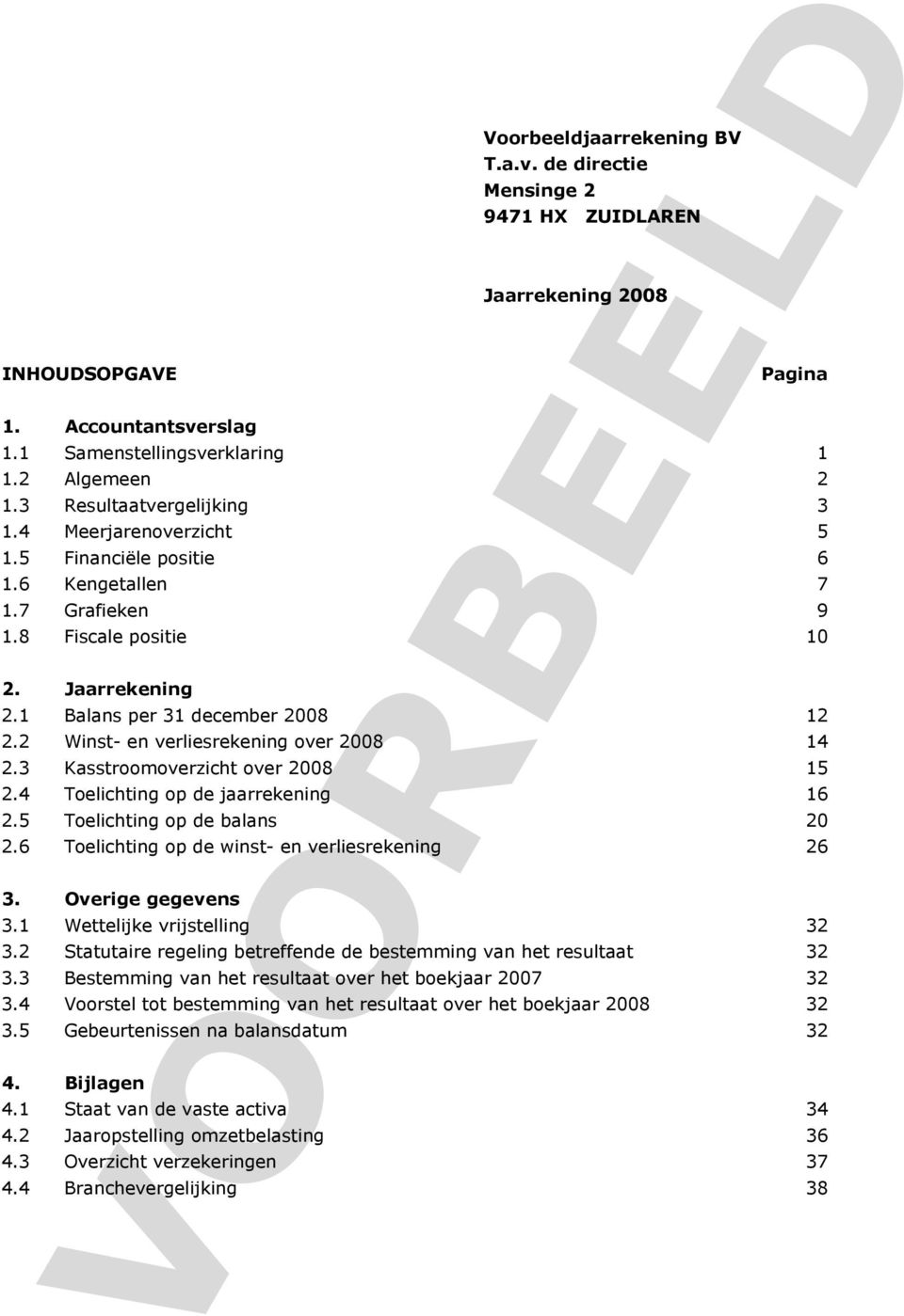 2 Winst- en verliesrekening over 2008 14 2.3 Kasstroomoverzicht over 2008 15 2.4 Toelichting op de jaarrekening 16 2.5 Toelichting op de balans 20 2.6 Toelichting op de winst- en verliesrekening 26 3.