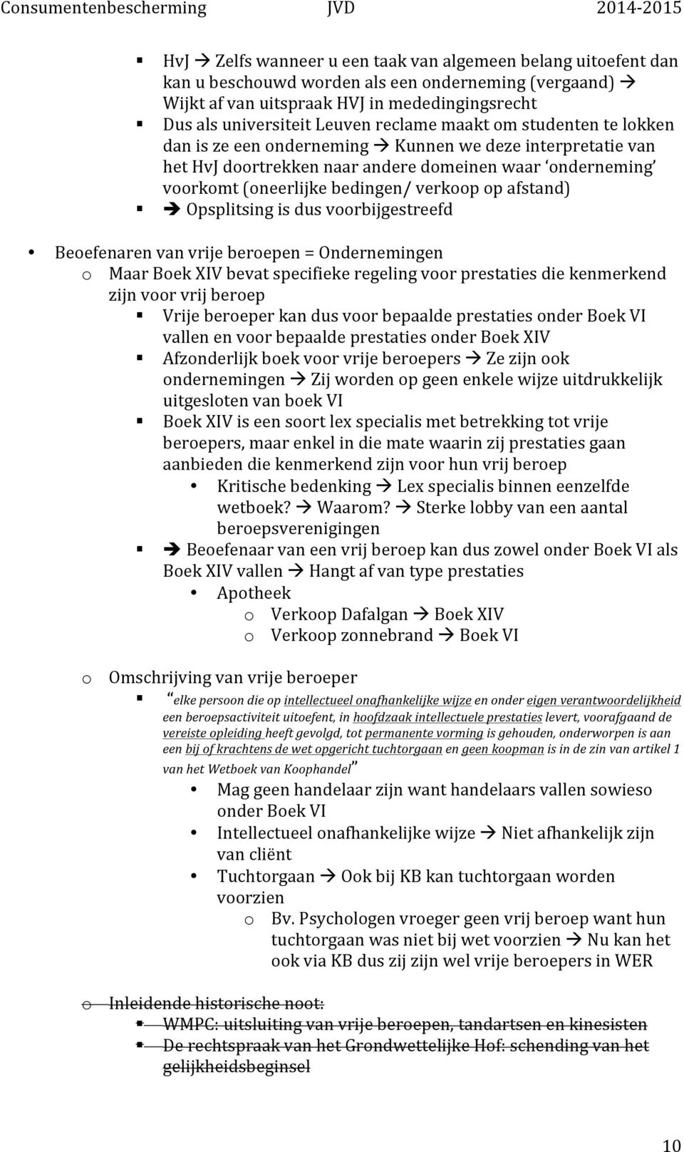 afstand) è Opsplitsing is dus voorbijgestreefd Beoefenaren van vrije beroepen = Ondernemingen o Maar Boek XIV bevat specifieke regeling voor prestaties die kenmerkend zijn voor vrij beroep Vrije