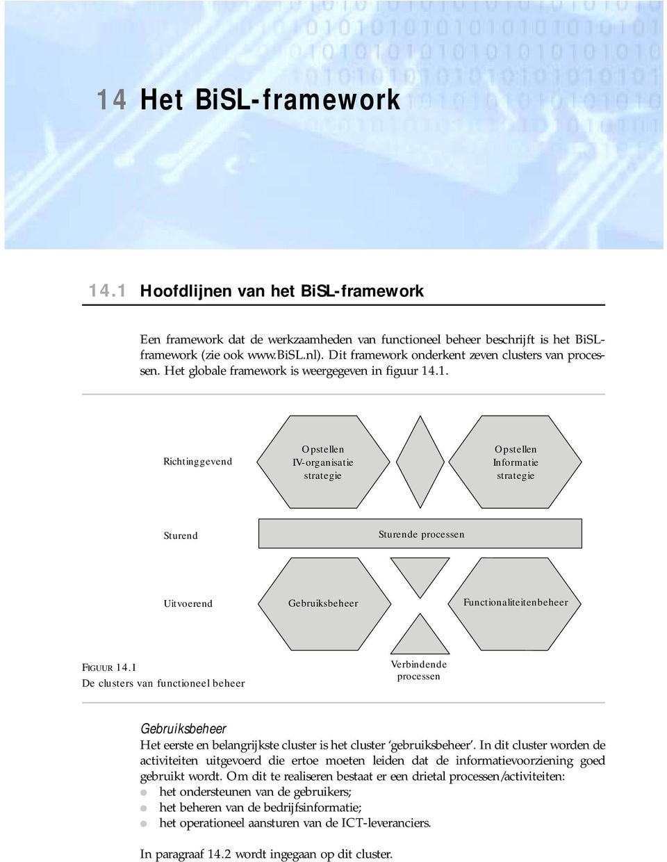 .1. Richtinggevend Opstellen IV-organisatie strategie Opstellen Informatie strategie Sturend Sturende processen Uitvoerend Gebruiksbeheer Functionaliteitenbeheer FIGUUR 14.