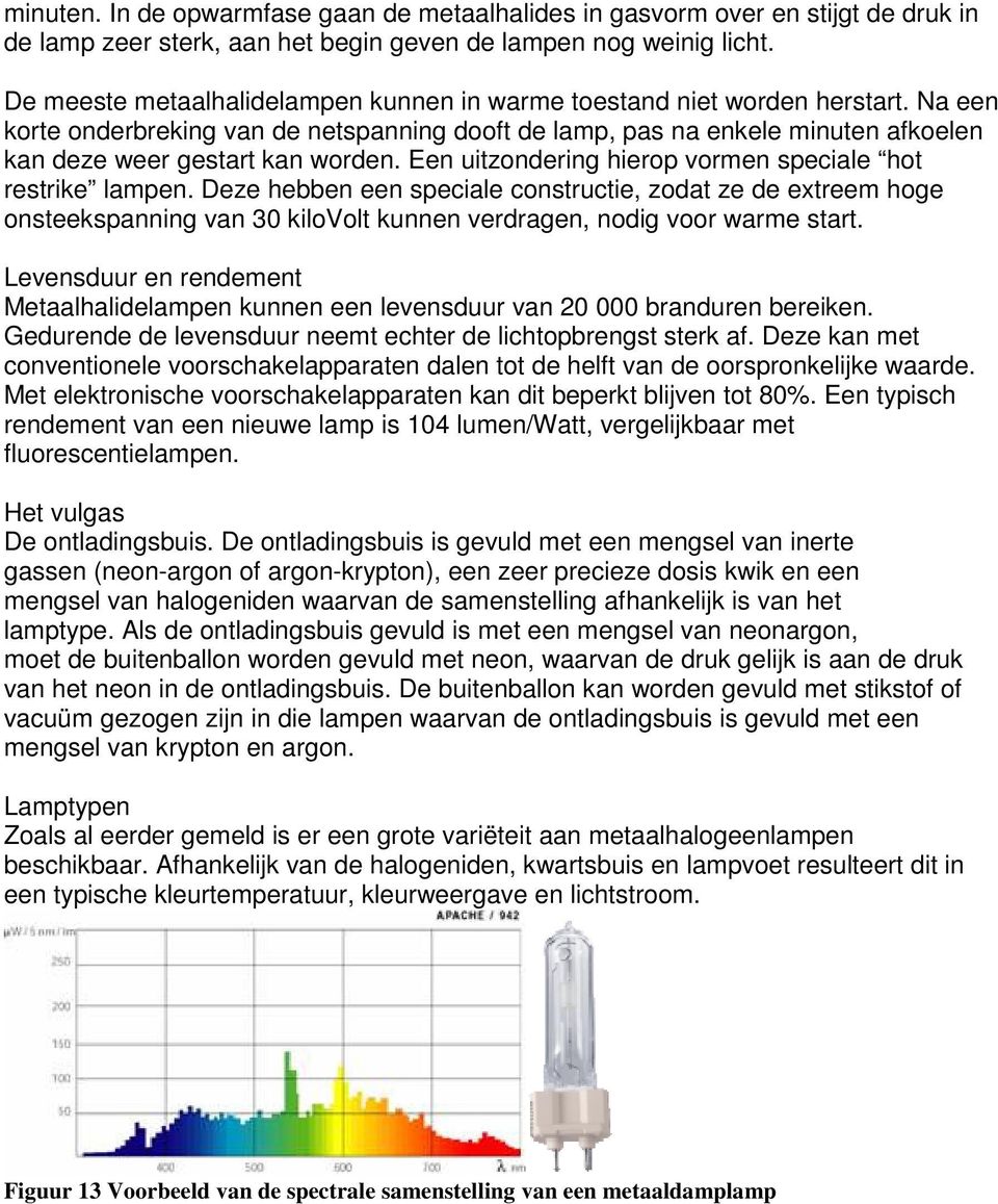 Een uitzondering hierop vormen speciale hot restrike lampen. Deze hebben een speciale constructie, zodat ze de extreem hoge onsteekspanning van 30 kilovolt kunnen verdragen, nodig voor warme start.