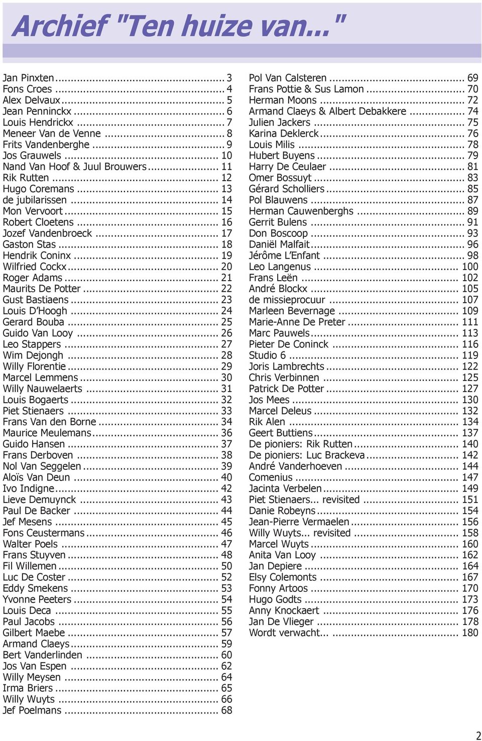 .. 19 Wilfried Cockx... 20 Roger Adams... 21 Maurits De Potter... 22 Gust Bastiaens... 23 Louis D Hoogh... 24 Gerard Bouba... 25 Guido Van Looy... 26 Leo Stappers... 27 Wim Dejongh.