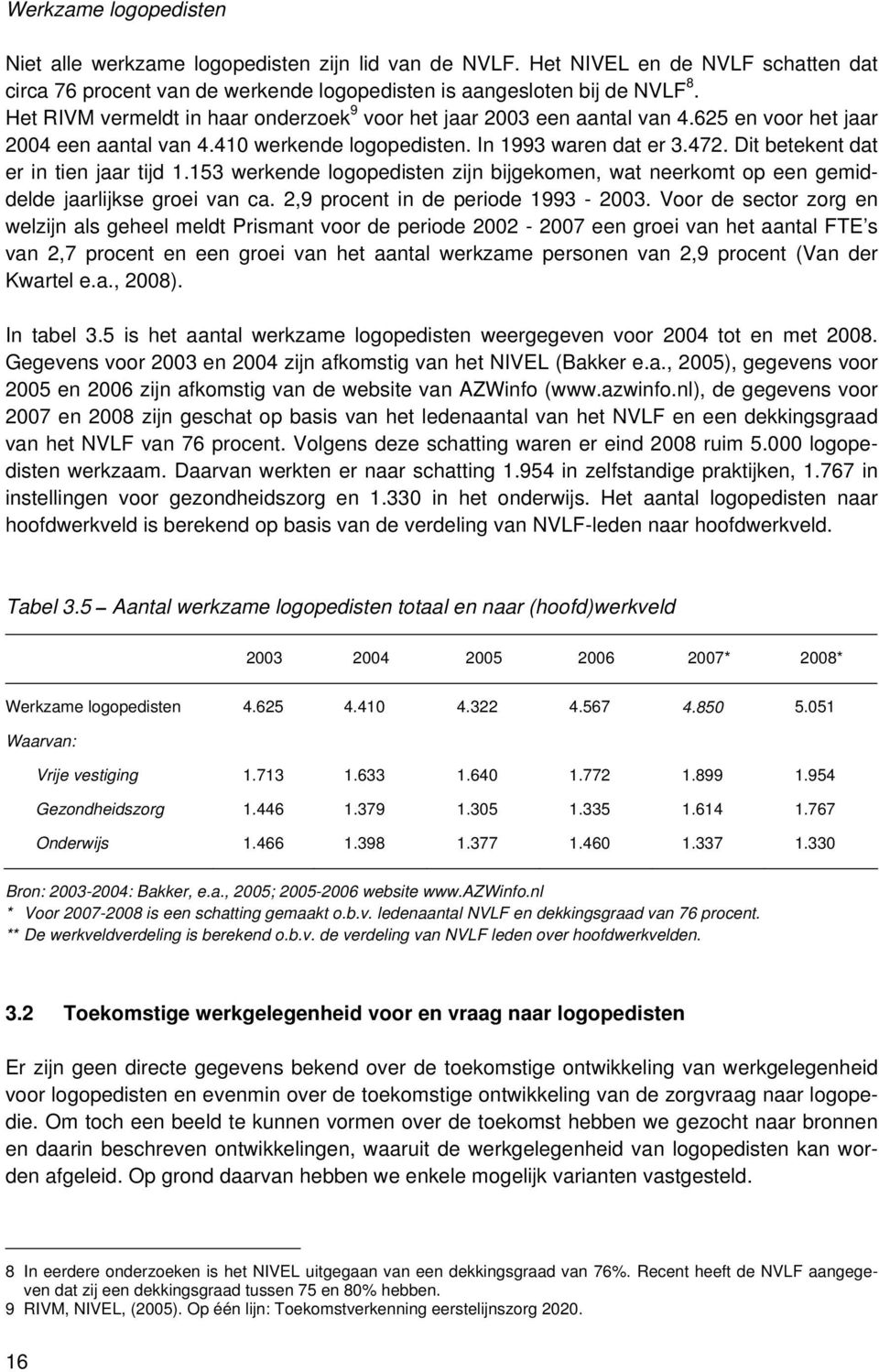 Dit betekent dat er in tien jaar tijd 1.153 werkende logopedisten zijn bijgekomen, wat neerkomt op een gemiddelde jaarlijkse groei van ca. 2,9 procent in de periode 1993-2003.