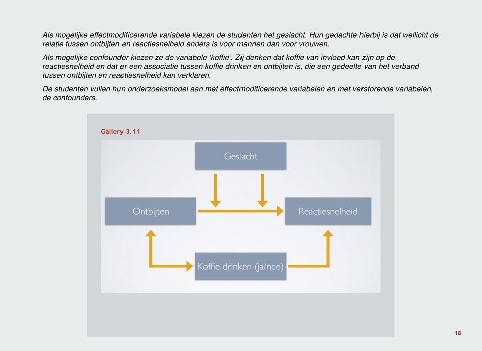 Als mogelijke confounder kiezen ze de variabele koffie.