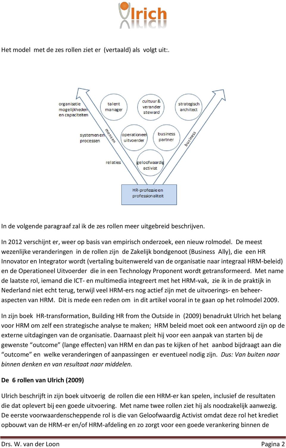 De meest wezenlijke veranderingen in de rollen zijn de Zakelijk bondgenoot (Business Ally), die een HR Innovator en Integrator wordt (vertaling buitenwereld van de organisatie naar integraal