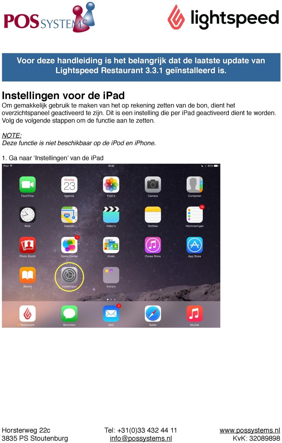 overzichtspaneel geactiveerd te zijn. Dit is een instelling die per ipad geactiveerd dient te worden.