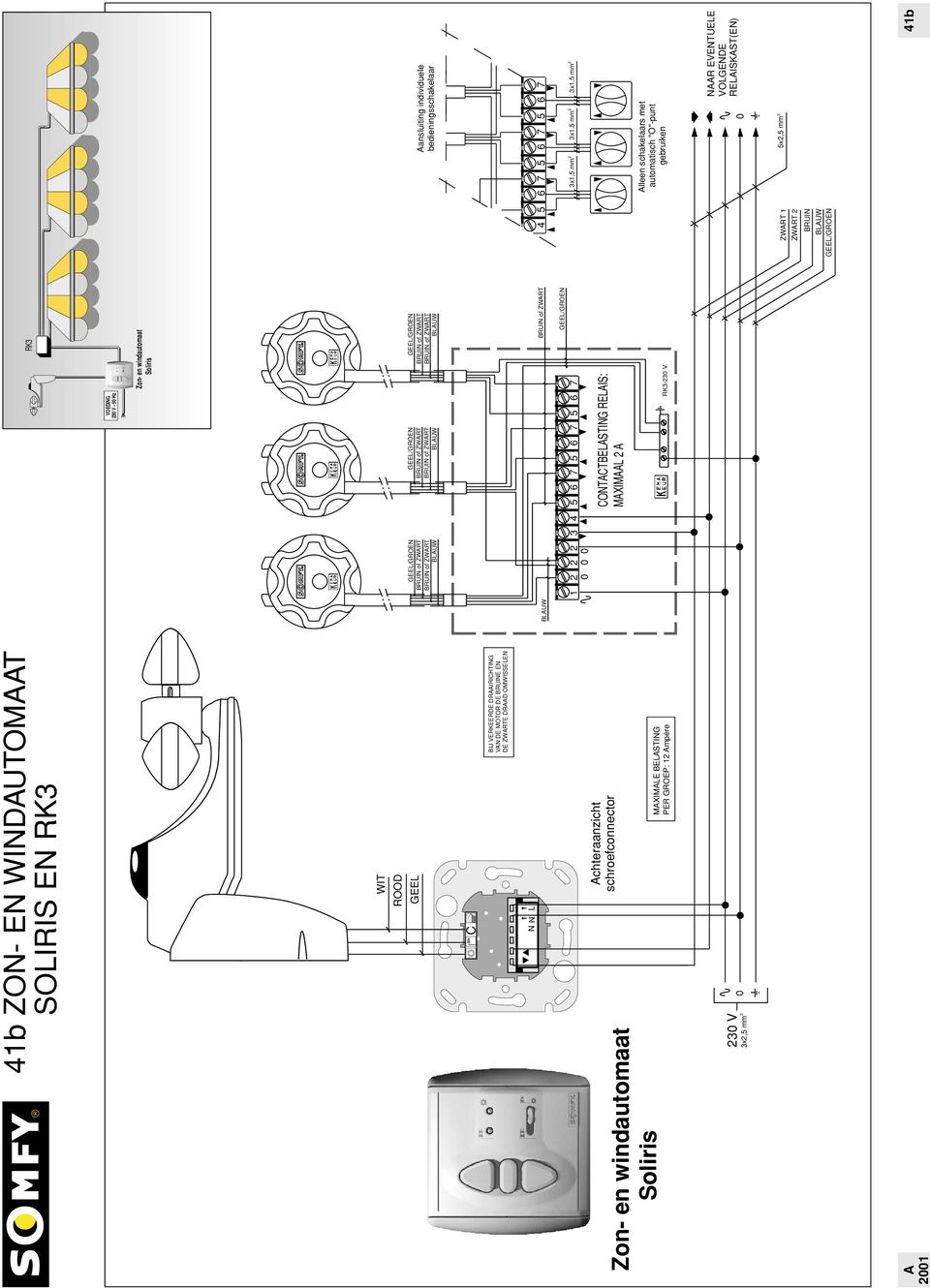 1 2 2 2 3 4 5 6 7 5 6 7 5 6 7 CONTACTBELASTING RELAIS: MAXIMAAL 2 A RK3-23 V Aansluiting individuele bedieningsschakelaar 4 5 6 7 5 6 7 5 6 7 3x1,5 mm