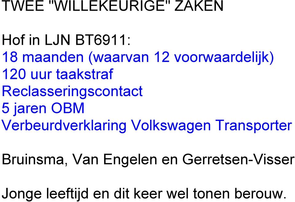OBM Verbeurdverklaring Volkswagen Transporter Bruinsma, Van