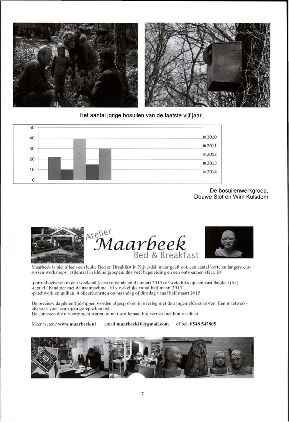 maar ged1 ook e.:n aantal korte en langen: curu en work hop. Allemaal in kleine groepen. du veel begeleiding en een ontspam1en sfeer. BY -poriretboetseren in e.