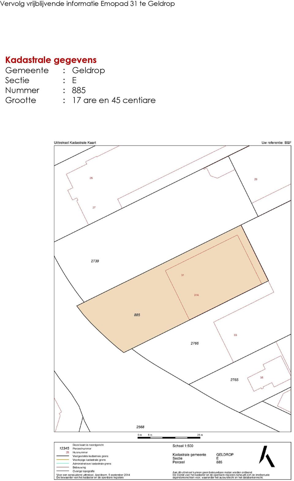 Sectie : E Nummer : 885