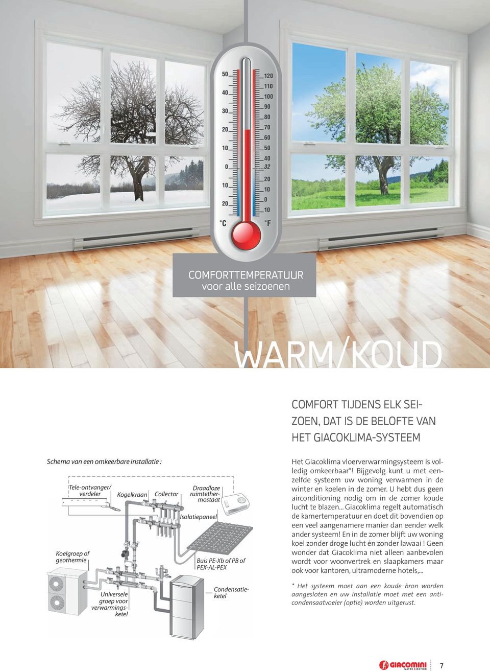 Bijgevolg kunt u met eenzelfde systeem uw woning verwarmen in de winter en koelen in de zomer. U hebt dus geen airconditioning nodig om in de zomer koude lucht te blazen.