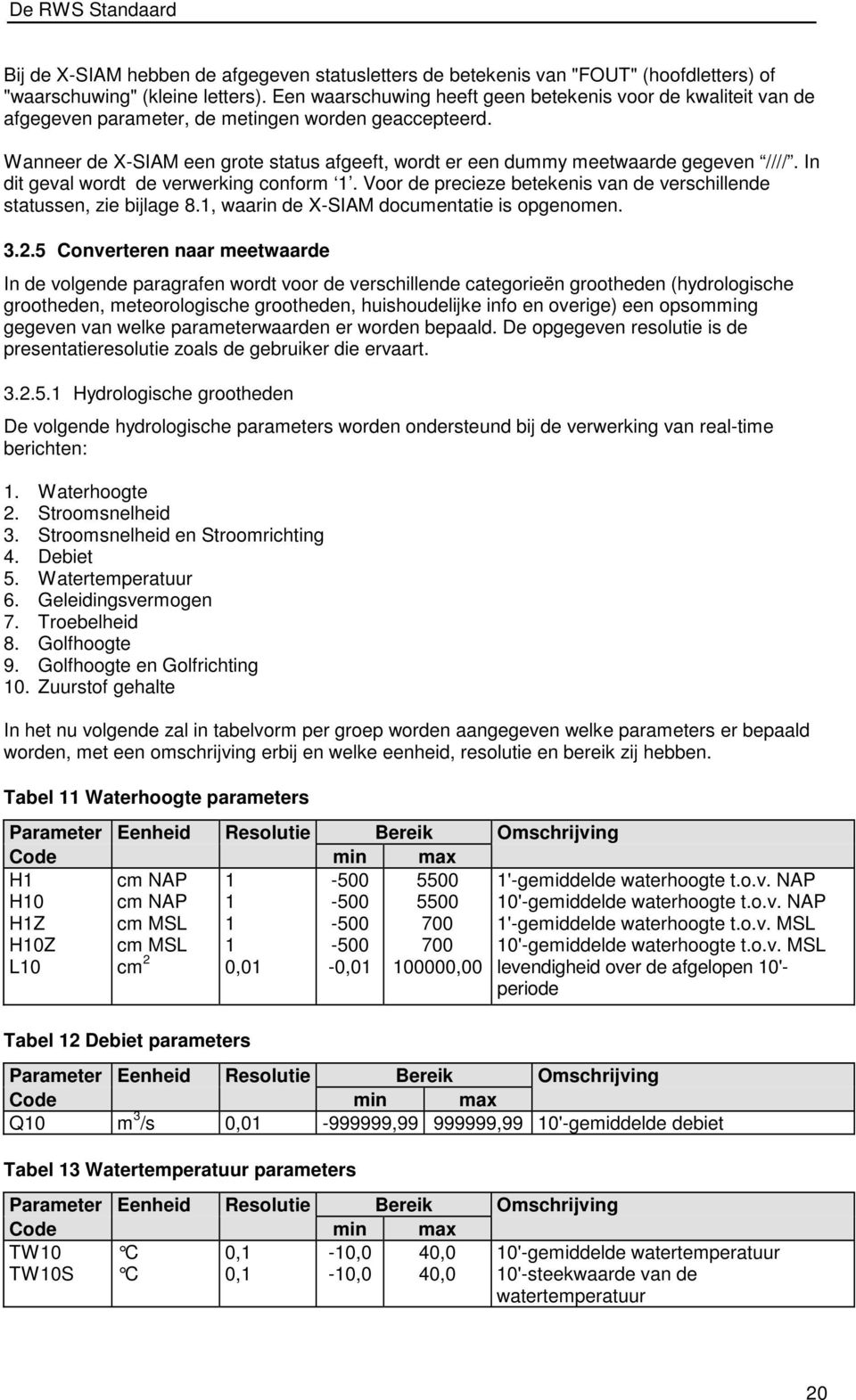 Wanneer de X-SIAM een grote status afgeeft, wordt er een dummy meetwaarde gegeven ////. In dit geval wordt de verwerking conform.