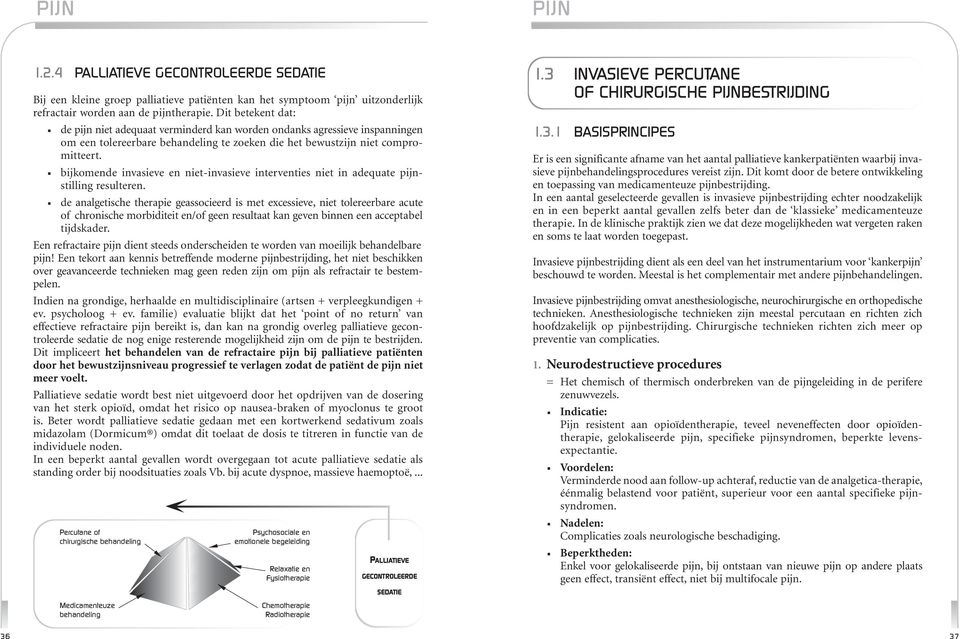 bijkomende invasieve en niet-invasieve interventies niet in adequate pijnstilling resulteren.