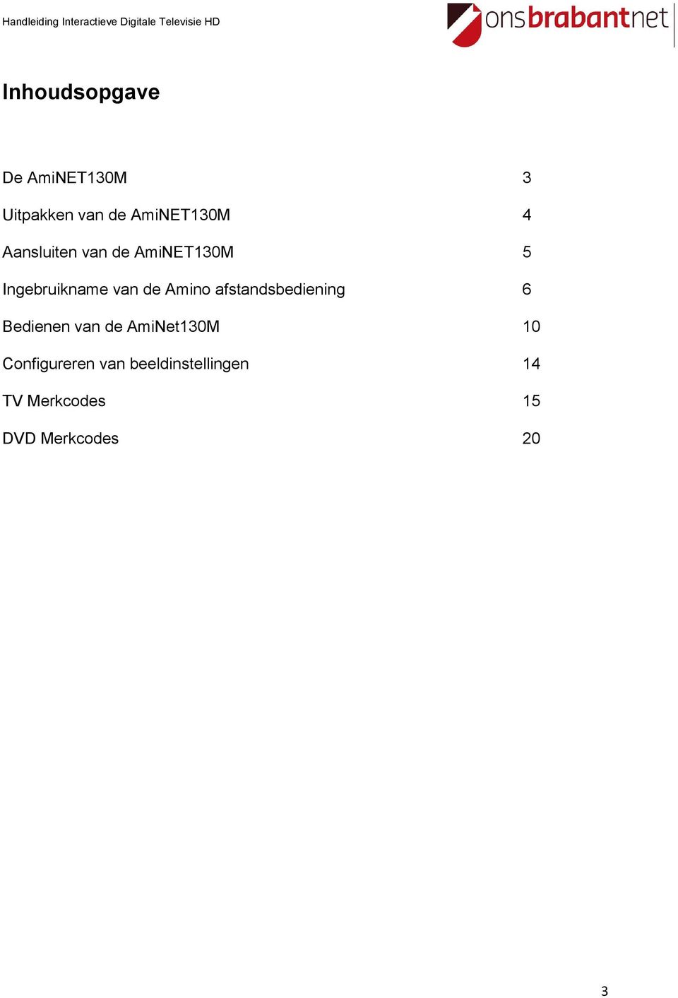 afstandsbediening 6 Bedienen van de AmiNet130M 10