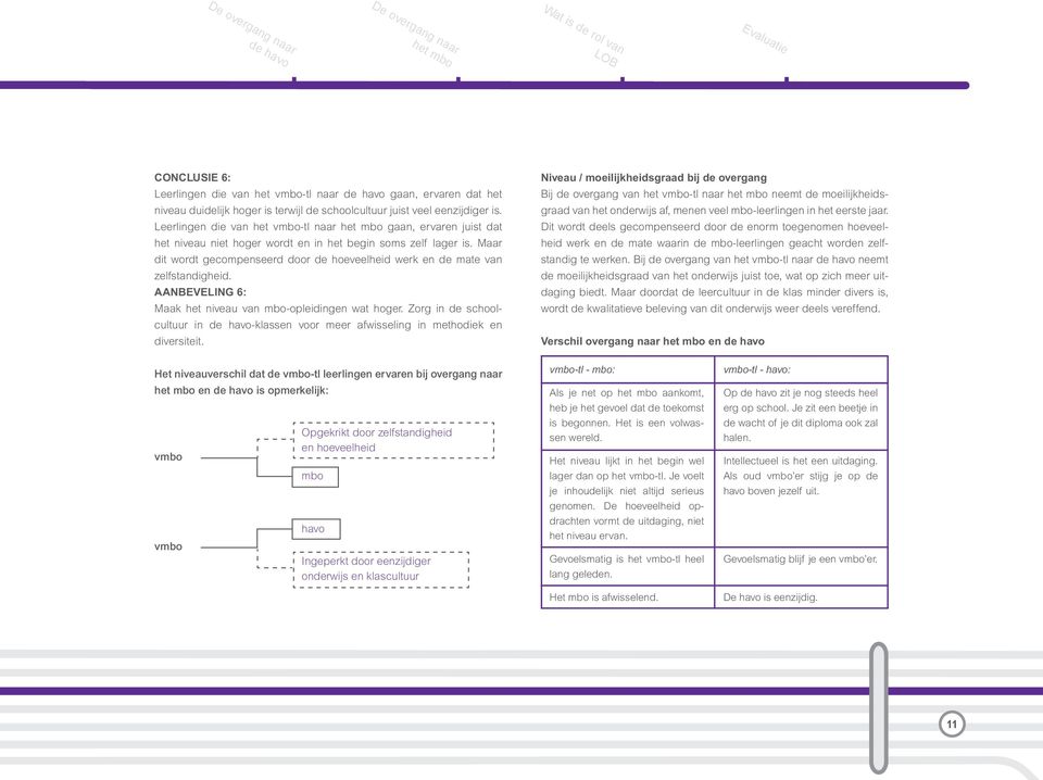 Maar dit wordt gecompenseerd door de hoeveelheid werk en de mate van zelfstandigheid. AANBEVELING 6: Maak het niveau van mbo-opleidingen wat hoger.