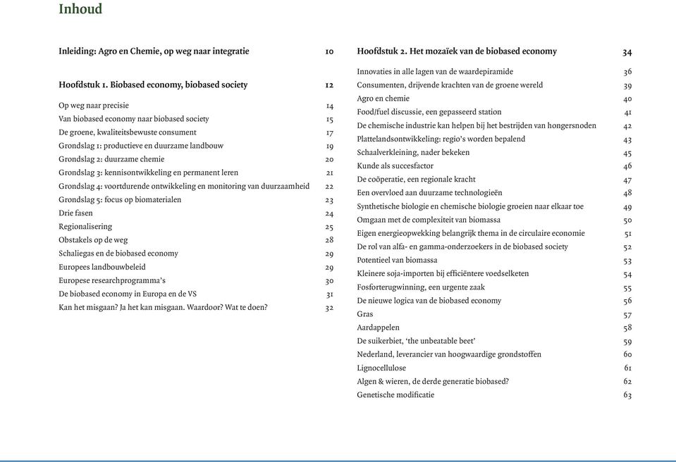 Grondslag 2: duurzame chemie 20 Grondslag 3: kennisontwikkeling en permanent leren 21 Grondslag 4: voortdurende ontwikkeling en monitoring van duurzaamheid 22 Grondslag 5: focus op biomaterialen 23