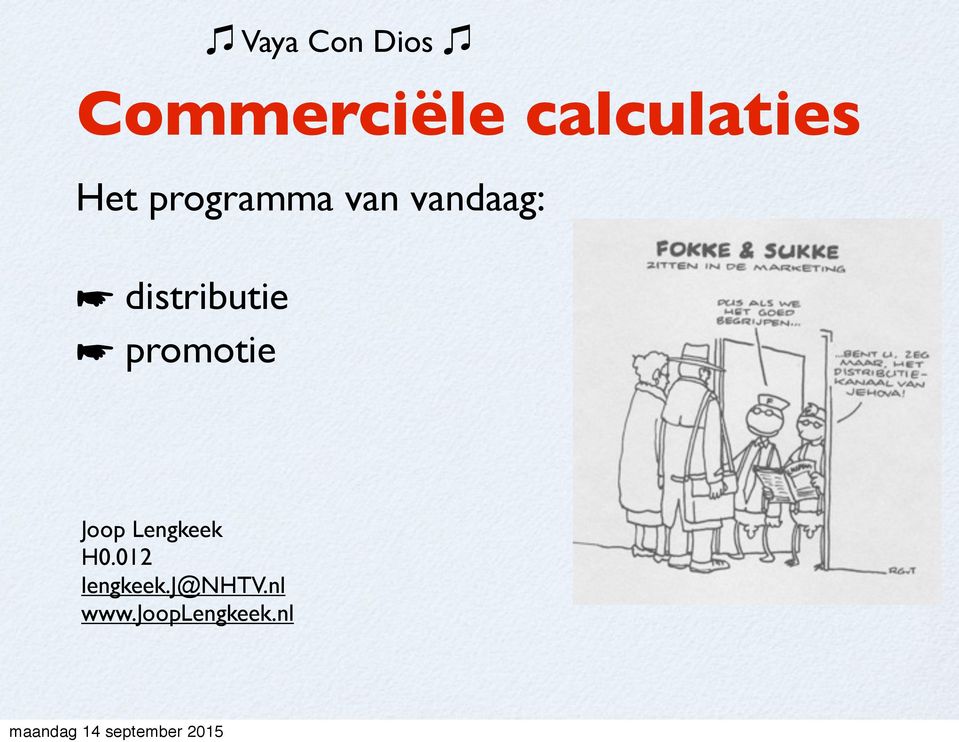 Commerciële calculaties Joop