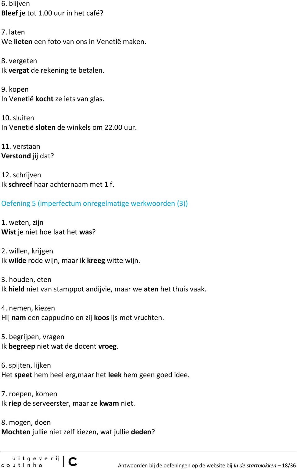 weten, zijn Wist je niet hoe laat het was? 2. willen, krijgen Ik wilde rode wijn, maar ik kreeg witte wijn. 3. houden, eten Ik hield niet van stamppot andijvie, maar we aten het thuis vaak. 4.