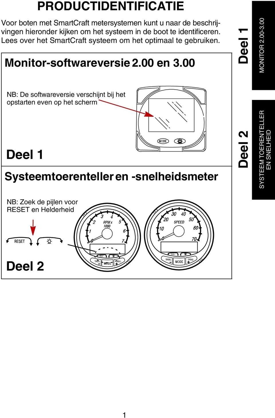 Monitor-softwareversie 2.00 en 3.00 Deel 1 MONITOR 2.00-3.