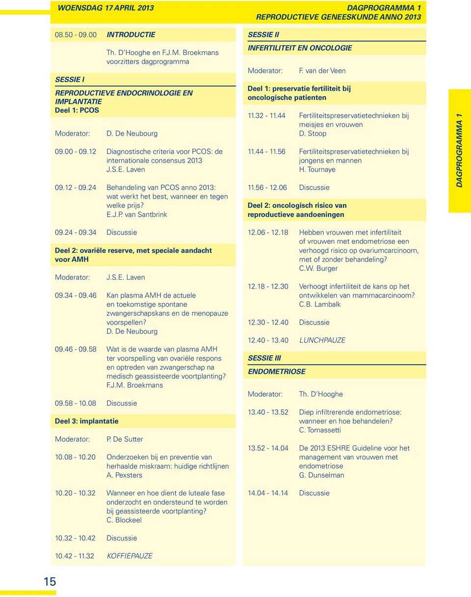 J.P. van Santbrink 09.24-09.34 Discussie Deel 2: ovariële reserve, met speciale aandacht voor amh J.S.E. Laven 09.34-09.