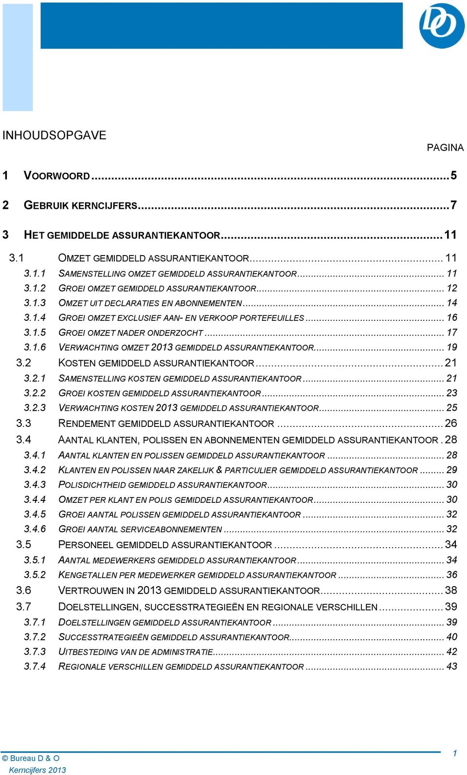 .. 17 3.1.6 VERWACHTING OMZET 2013 GEMIDDELD ASSURANTIEKANTOOR... 19 3.2 KOSTEN GEMIDDELD ASSURANTIEKANTOOR... 21 3.2.1 SAMENSTELLING KOSTEN GEMIDDELD ASSURANTIEKANTOOR... 21 3.2.2 GROEI KOSTEN GEMIDDELD ASSURANTIEKANTOOR.