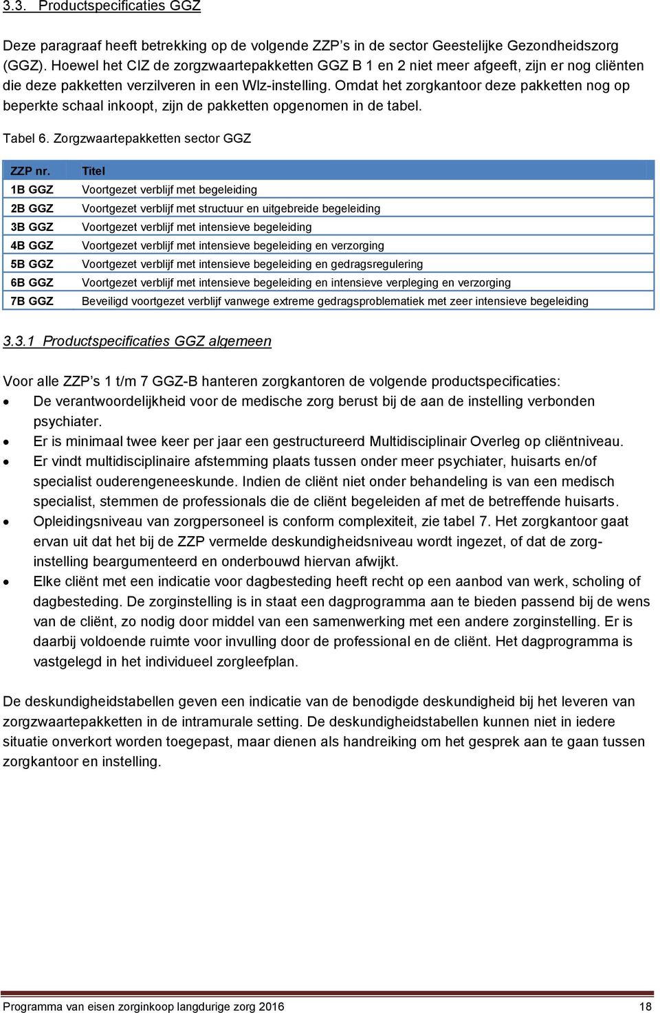 Omdat het zorgkantoor deze pakketten nog op beperkte schaal inkoopt, zijn de pakketten opgenomen in de tabel. Tabel 6. Zorgzwaartepakketten sector GGZ ZZP nr.