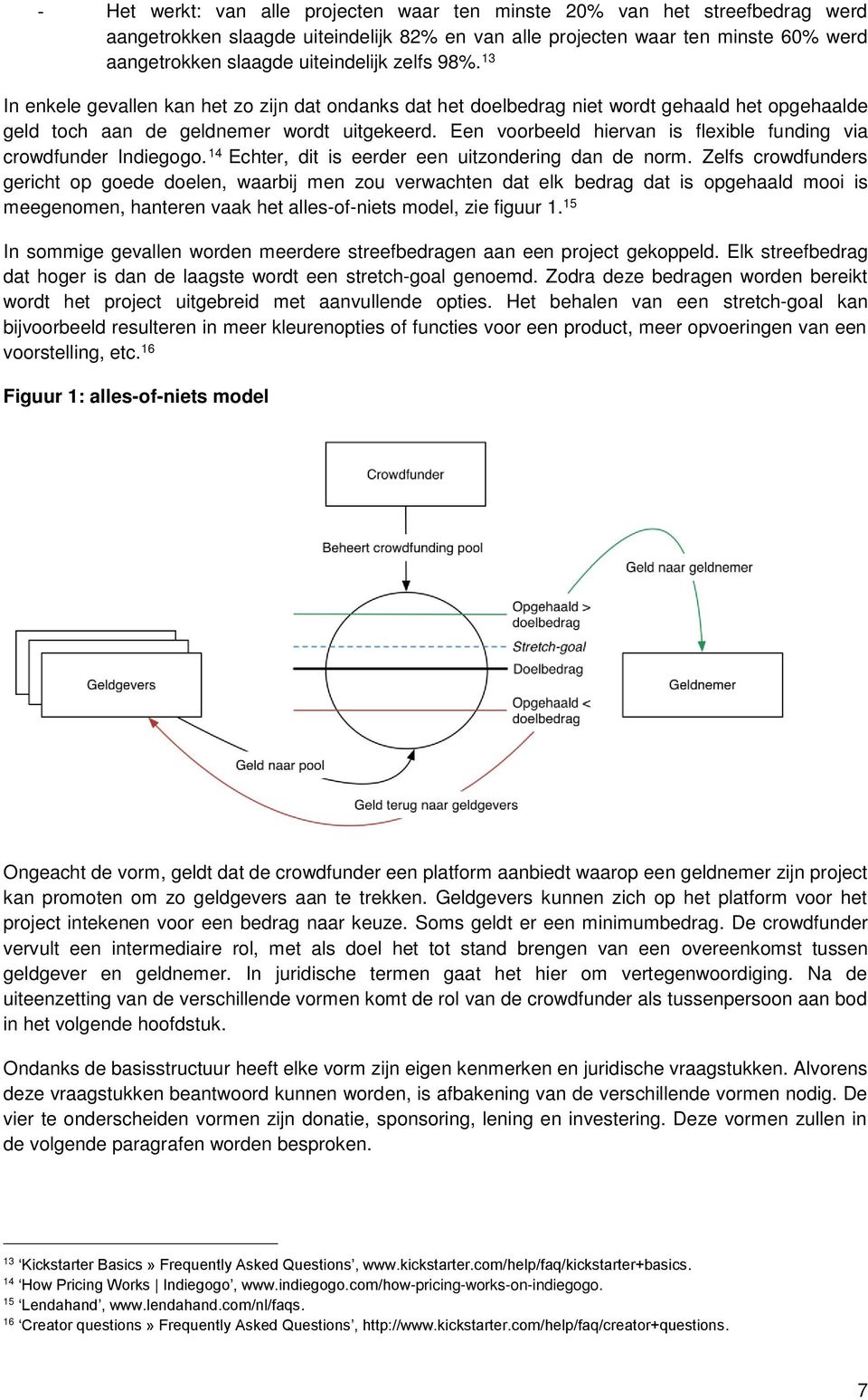 Een voorbeeld hiervan is flexible funding via crowdfunder Indiegogo. 14 Echter, dit is eerder een uitzondering dan de norm.