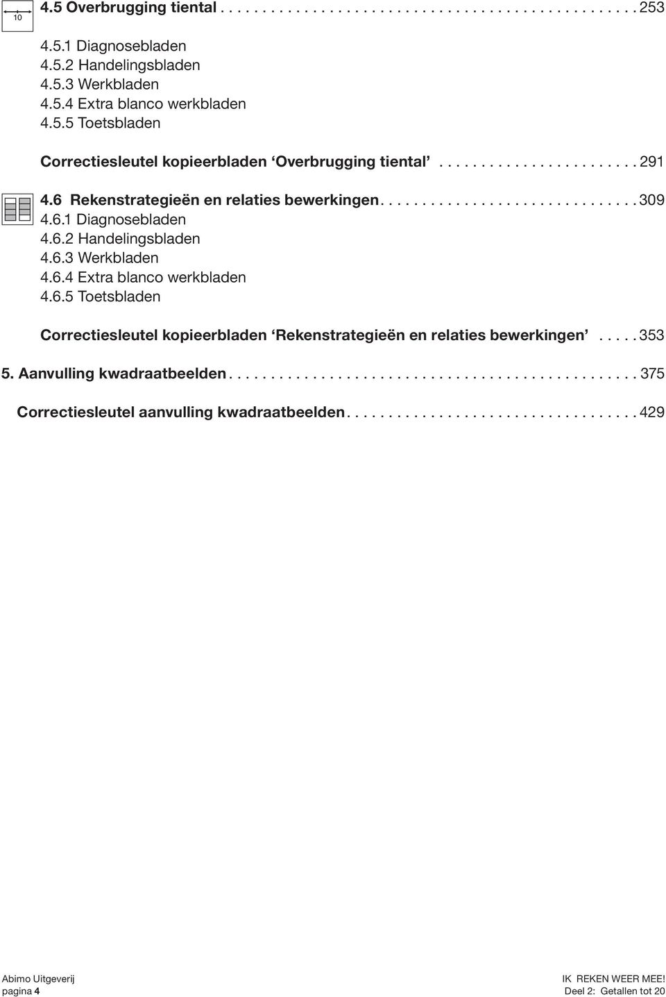 6.5 Toetsbladen Correctiesleutel kopieerbladen Rekenstrategieën en relaties bewerkingen...353 5. Aanvulling kwadraatbeelden.