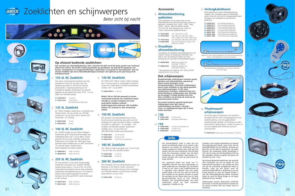 000 candela. 00-00 00- / (met electronische bediening). SL Zoeklicht De 0mm halogeen sealed beam, ontwikkeld voor kleinere boten, met een sterkte van 00.000 candela die lux op m levert.