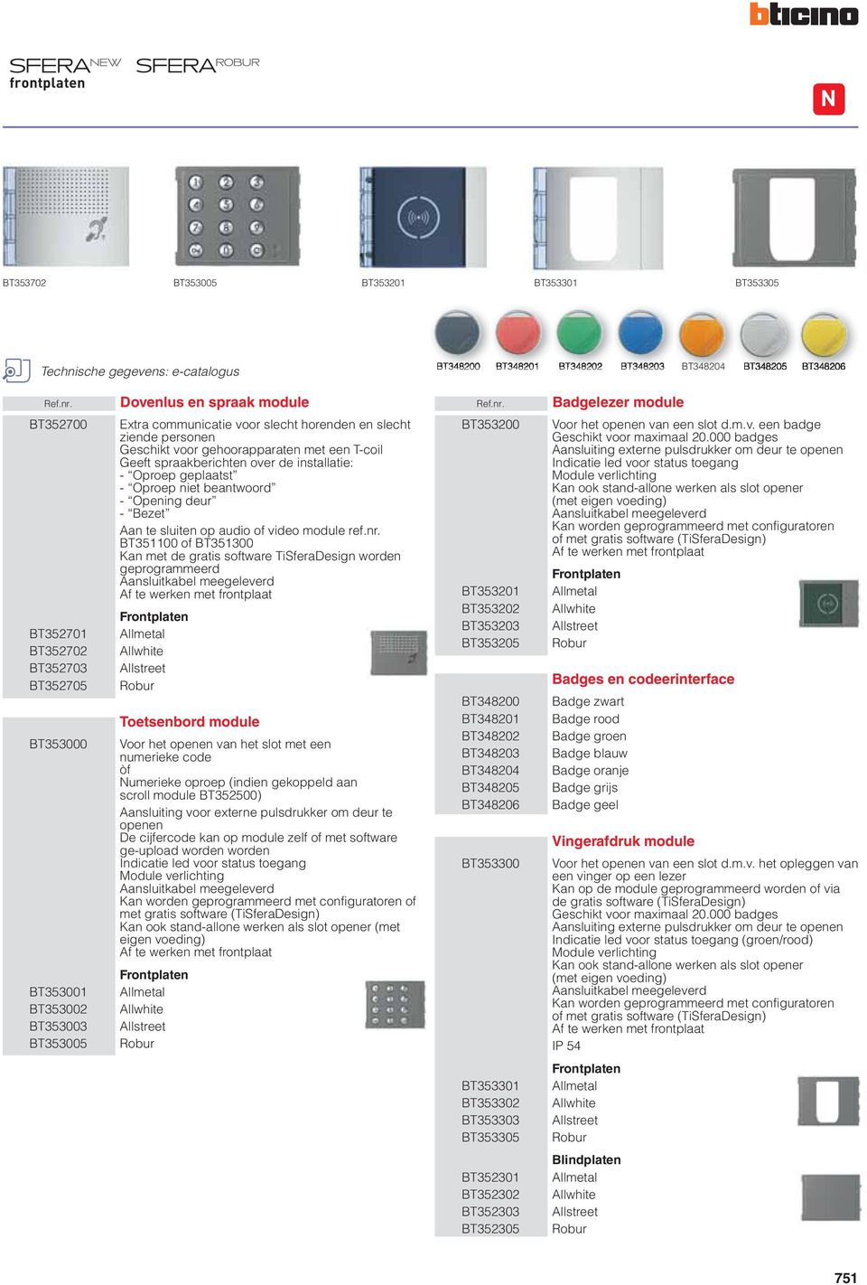 gehoorapparaten met een T-coil Geeft spraakberichten over de installatie: - Oproep geplaatst - Oproep niet beantwoord - Opening deur - Bezet Aan te sluiten op audio of video module ref.nr.