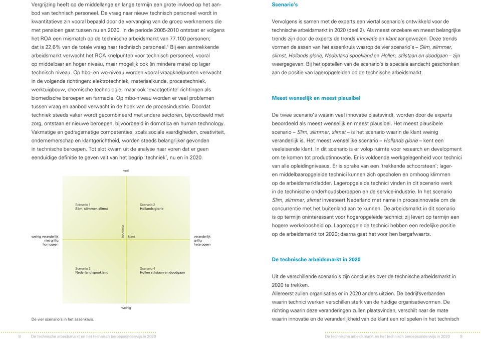 In de periode 20052010 ontstaat er volgens het ROA een mismatch op de technische arbeidsmarkt van 77.100 personen; dat is 22,6% van de totale vraag naar technisch personeel.