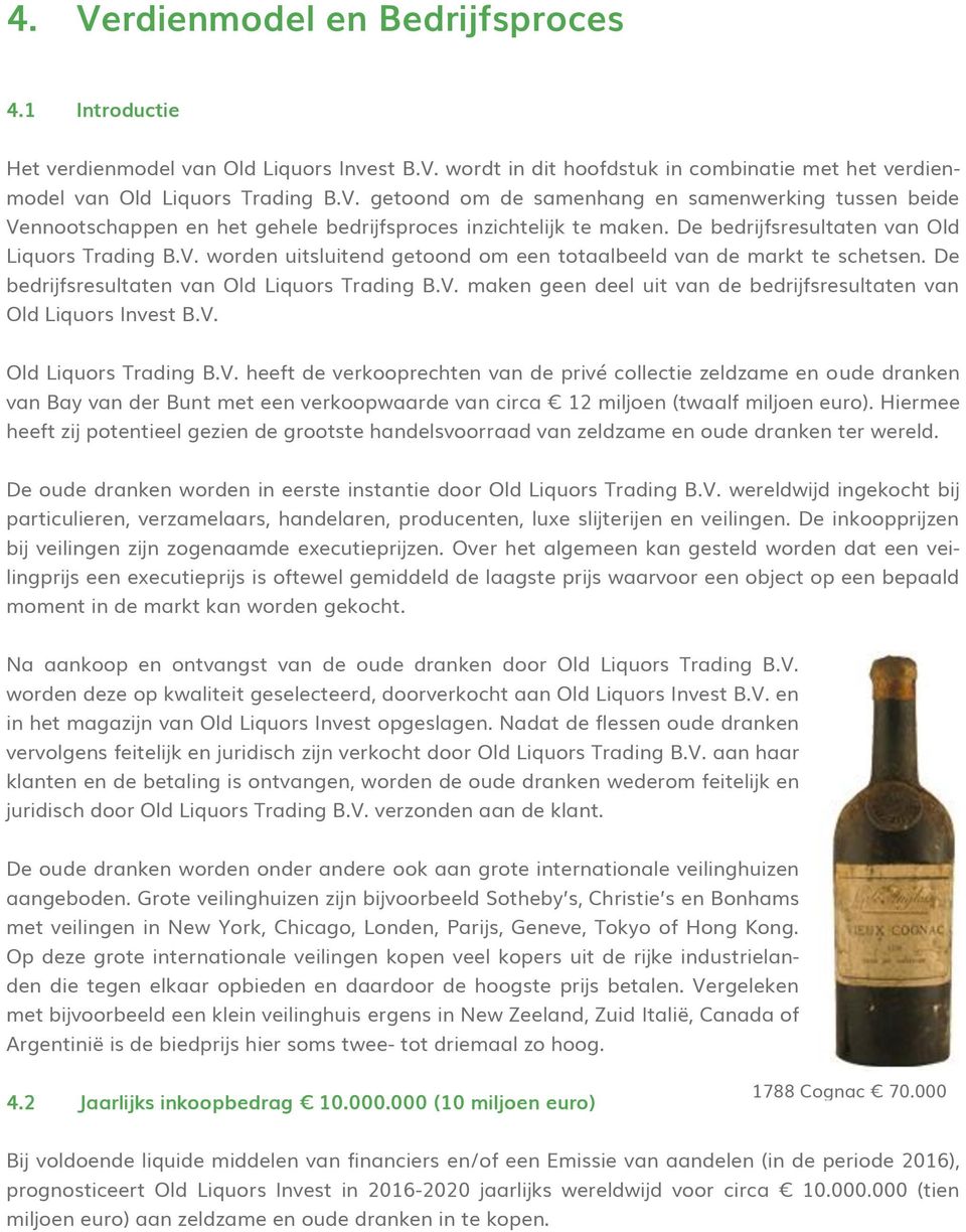 V. Old Liquors Trading B.V. heeft de verkooprechten van de privé collectie zeldzame en oude dranken van Bay van der Bunt met een verkoopwaarde van circa 12 miljoen (twaalf miljoen euro).