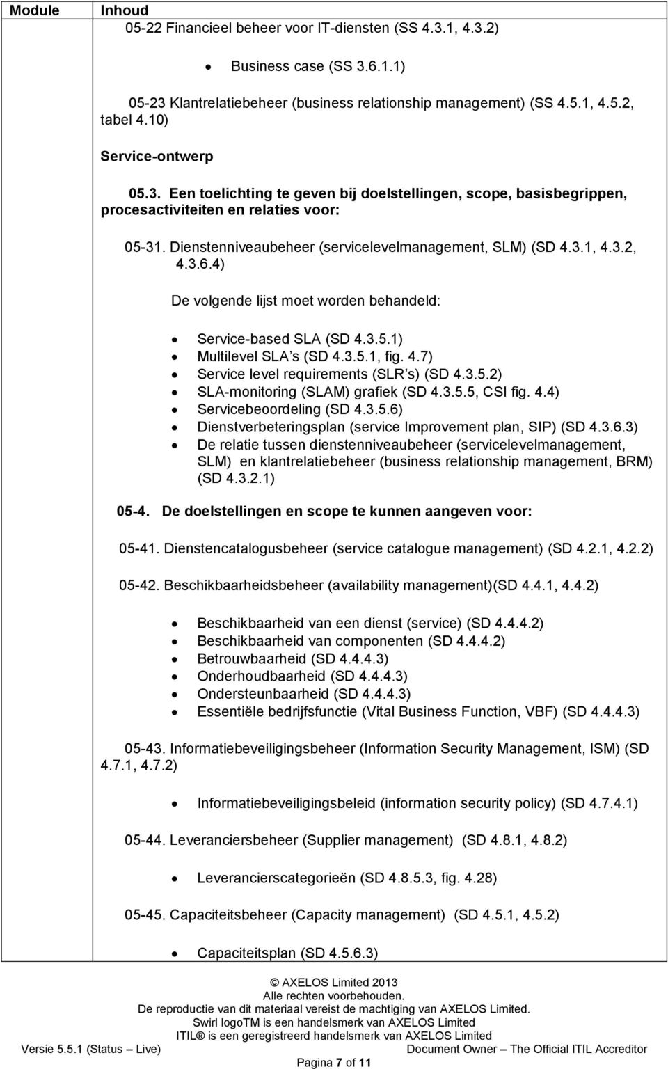 3.5.2) SLA-monitoring (SLAM) grafiek (SD 4.3.5.5, CSI fig. 4.4) Servicebeoordeling (SD 4.3.5.6)