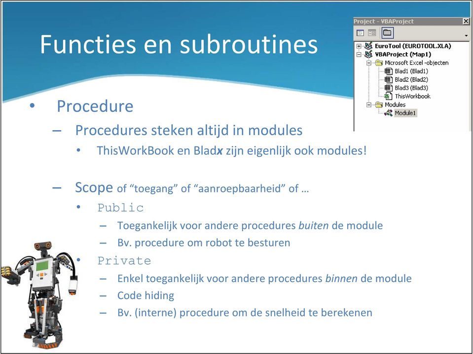 Scope of toegang of aanroepbaarheid of Public Toegankelijk voor andere procedures buiten de