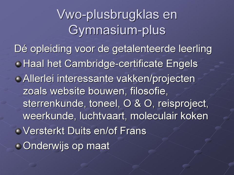 website bouwen, filosofie, sterrenkunde, toneel, O & O, reisproject,