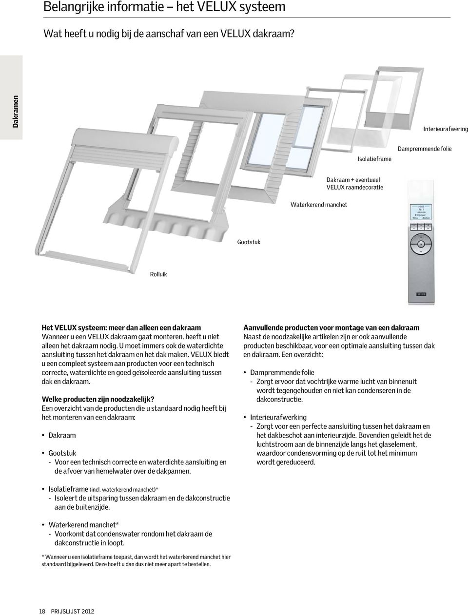 VELUX dakraam gaat monteren, heeft u niet alleen het dakraam nodig. U moet immers ook de waterdichte aansluiting tussen het dakraam en het dak maken.