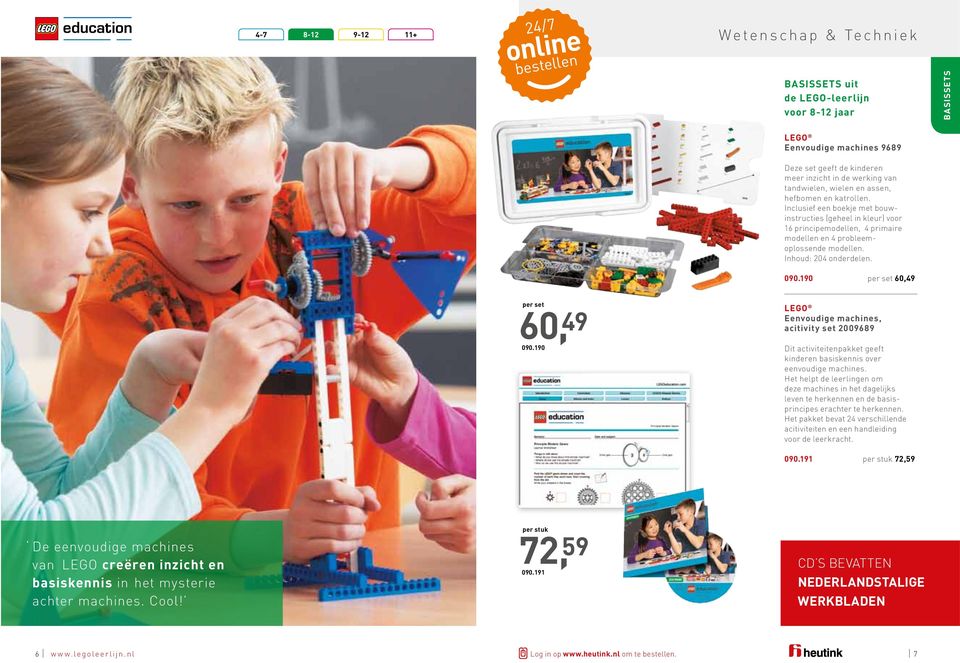 Inhoud: 204 onderdelen. 090.190 60,49 60, 49 090.190 LEGO Eenvoudige machines, acitivity set 2009689 Dit activiteitenpakket geeft kinderen basiskennis over eenvoudige machines.