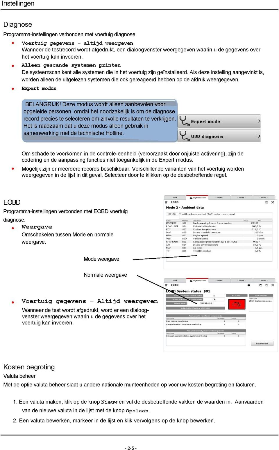 Alleen gescande systemen printen De systeemscan kent alle systemen die in het voertuig zijn geïnstalleerd.