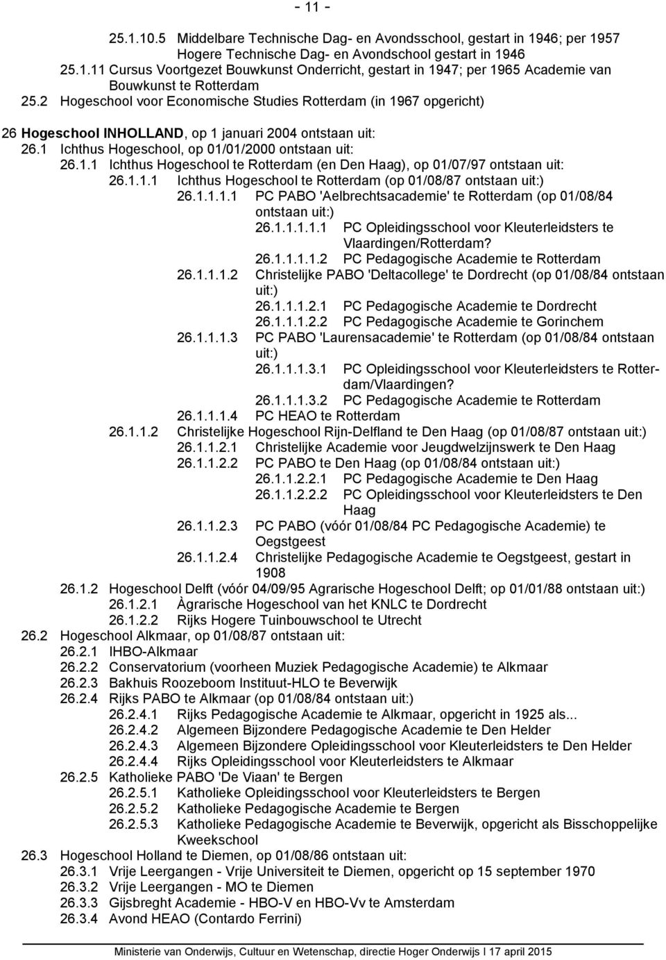 1.1.1 Ichthus Hogeschool te Rotterdam (op 01/08/87 ontstaan uit:) 26.1.1.1.1 PC PABO 'Aelbrechtsacademie' te Rotterdam (op 01/08/84 ontstaan uit:) 26.1.1.1.1.1 PC Opleidingsschool voor Kleuterleidsters te Vlaardingen/Rotterdam?