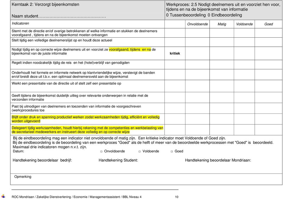 tijdens en na de bijeenkomst moeten ontvangen Stelt tijdig een volledige deelnemerslijst op en houdt deze actueel Nodigt tijdig en op correcte wijze deelnemers uit en voorziet ze voorafgaand, tijdens