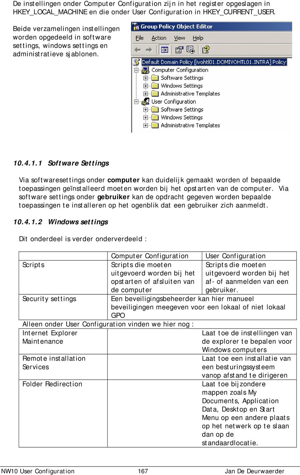 .4.1.1 Software Settings Via softwaresettings onder computer kan duidelijk gemaakt worden of bepaalde toepassingen geïnstalleerd moeten worden bij het opstarten van de computer.