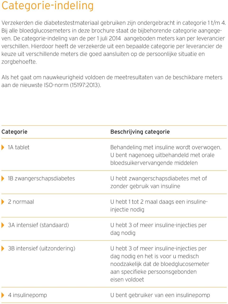 Hierdoor heeft de verzekerde uit een bepaalde categorie per leverancier de keuze uit verschillende meters die goed aansluiten op de persoonlijke situatie en zorgbehoefte.