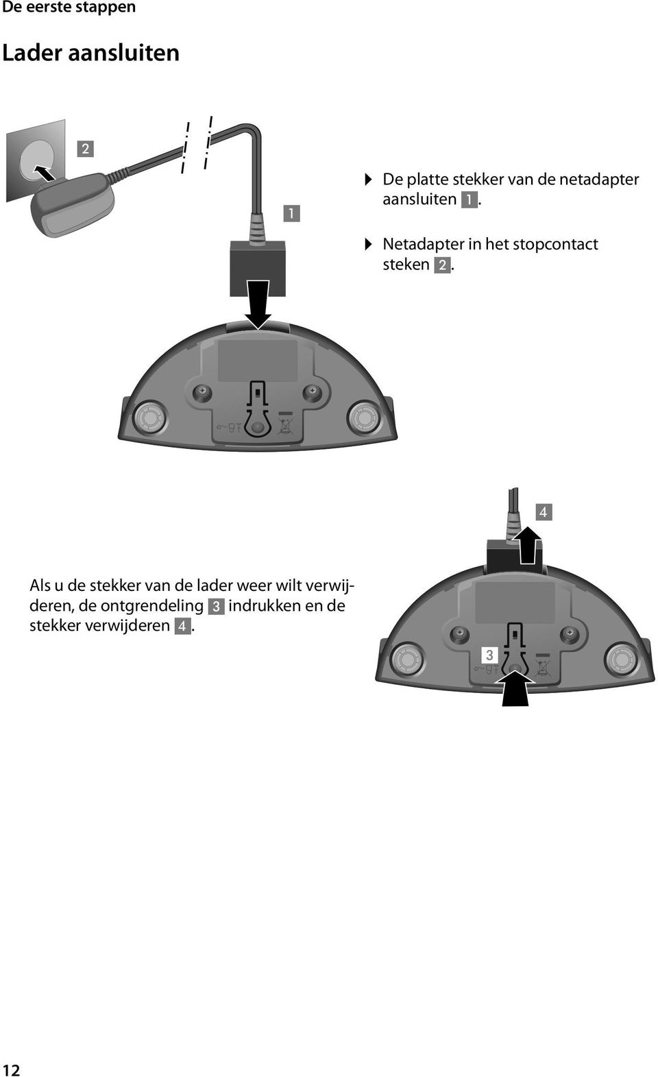 Netadapter in het stopcontact steken 2.