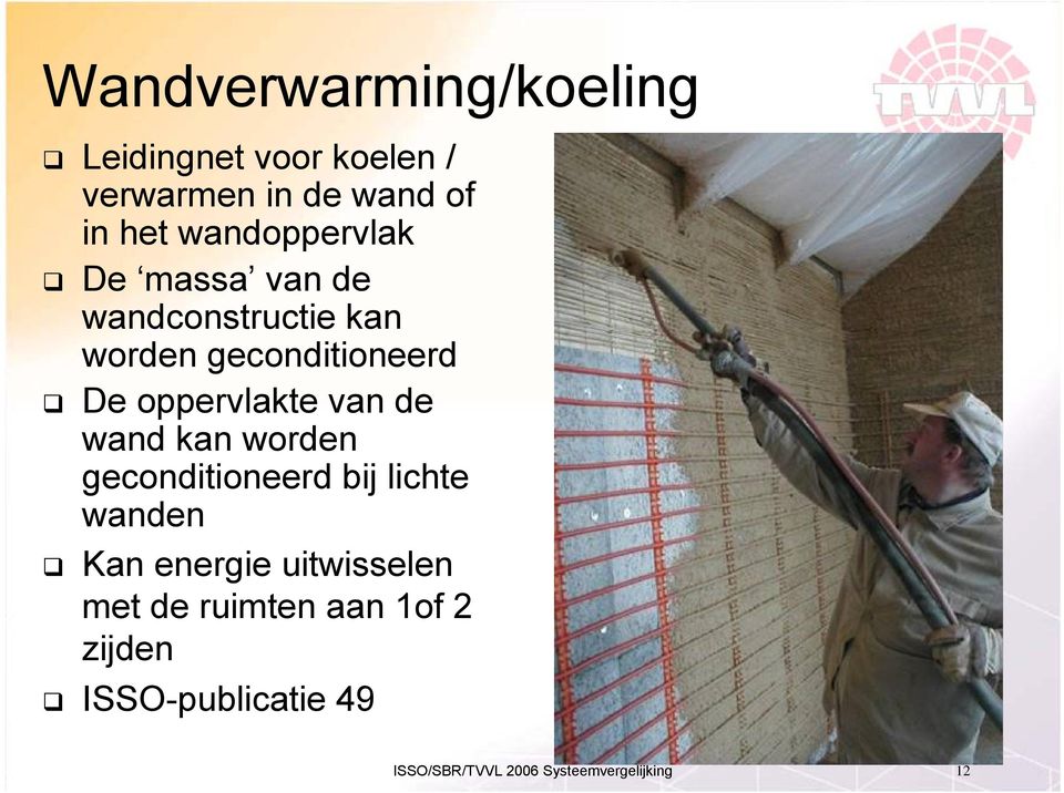 oppervlakte van de wand kan worden geconditioneerd bij lichte wanden Kan energie