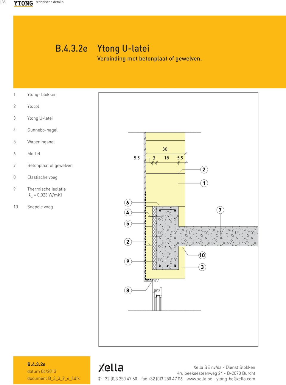 Gunne Wapeningsnet Mortel Betonplaat of gewelven Elastische voeg 9 Thermische isolatie (λ ui = 0,0 W/mK) 0 Soepele voeg 0... Wapen. Mortel. Betonpla. Elastis 9.