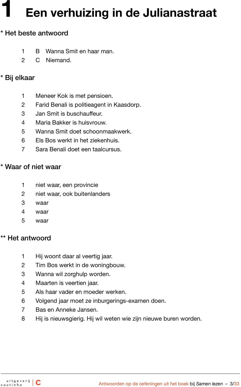 * Waar of niet waar 1 niet waar, een provincie 2 niet waar, ook buitenlanders 3 waar 4 waar 5 waar ** Het antwoord 1 Hij woont daar al veertig jaar. 2 Tim Bos werkt in de woningbouw.