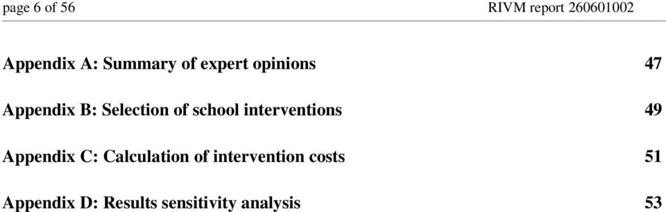 interventions 49 Appendix C: Calculation of