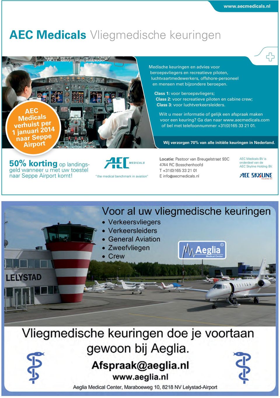 nl AEC Medicals AEC verhuist Medicals per 1 verhuist januari 2014 per 1 naar januari Seppe 2014 naar Airport Seppe Airport 50% korting op landingsgeld 50% wanneer korting u met op uw landings-