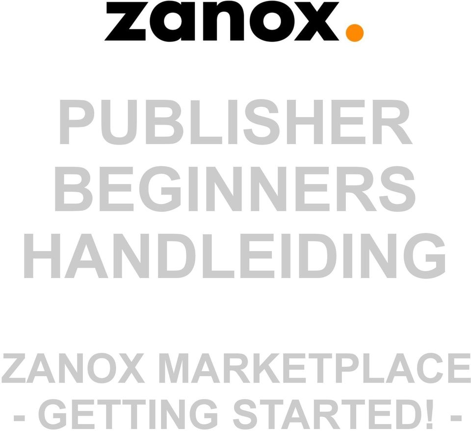 HANDLEIDING ZANOX