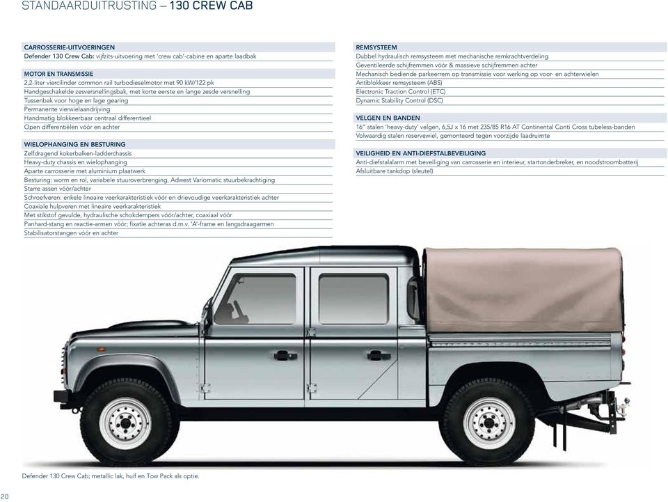 blokkeerbaar centraal differentieel Open differentiëlen vóór en achter WIELOPHANGING EN BESTURING Zelfdragend kokerbalken-ladderchassis Heavy-duty chassis en wielophanging Aparte carrosserie met