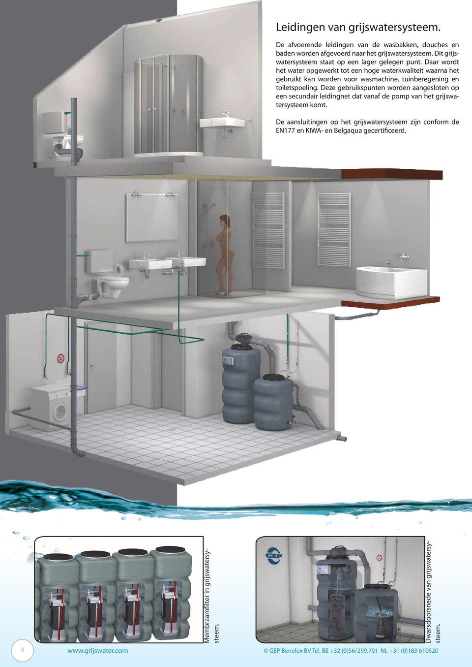 Daar wordt het water opgewerkt tot een hoge waterkwaliteit waarna het gebruikt kan worden voor wasmachine, tuinberegening en toiletspoeling.